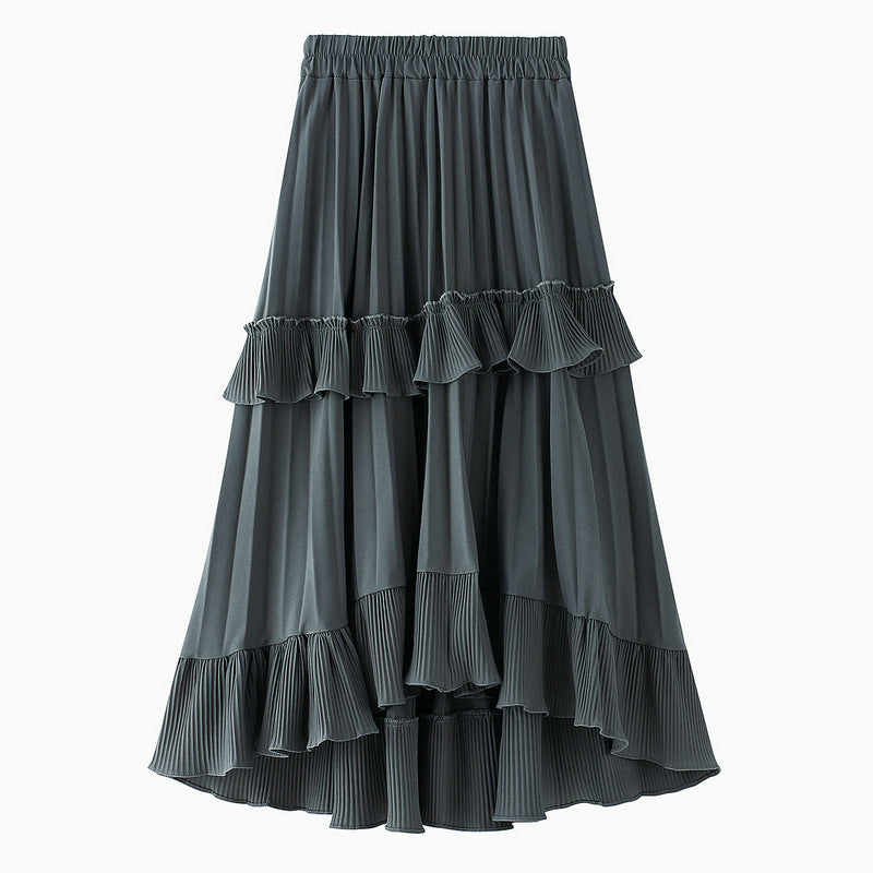 Autumn A-line Pleated Skirt New Irregular Cake Skirt 766