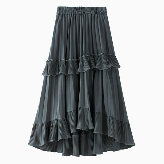 Autumn A-line Pleated Skirt New Irregular Cake Skirt 766