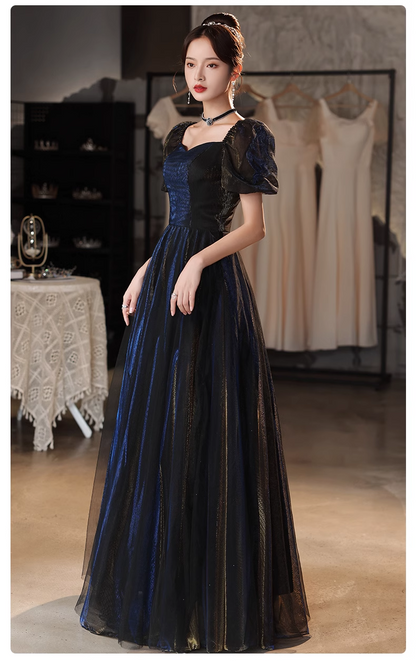 Sweetheart Black A Line Long Prom Dress Evening Formal Party Gown 555