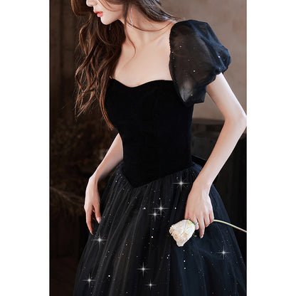 Black Tulle Long Prom Dress Sweet Princess Party Dress 112