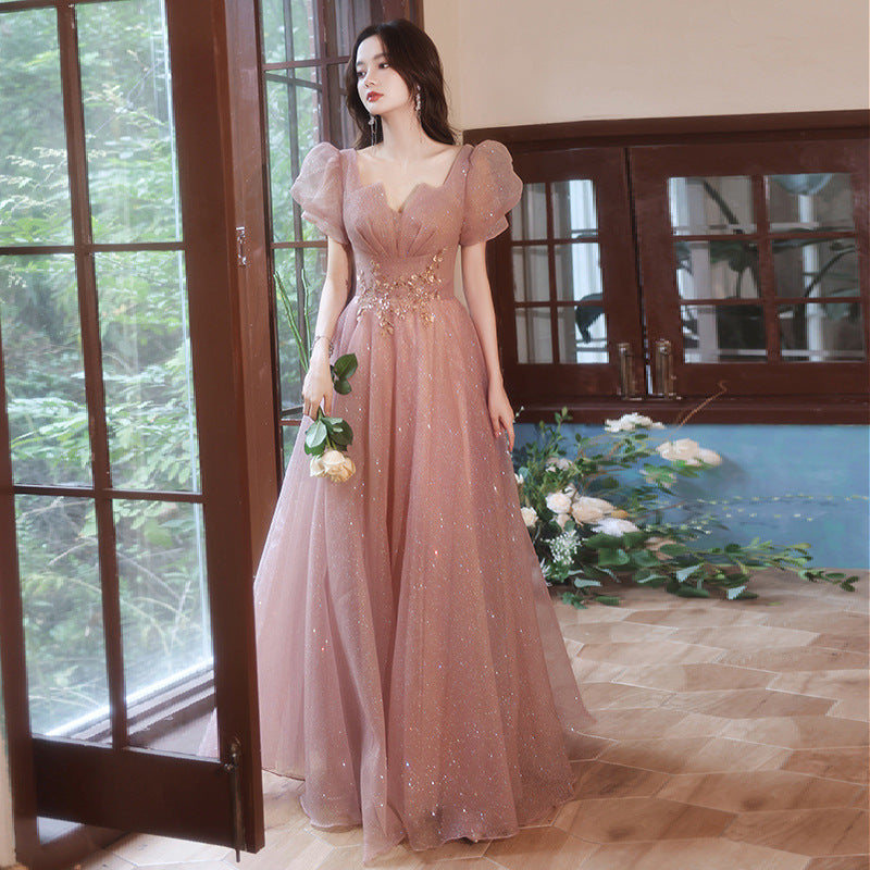 Pink  Formal Party Dress Tulle Long Prom Dress A Line  Sweet Evening Gown 115