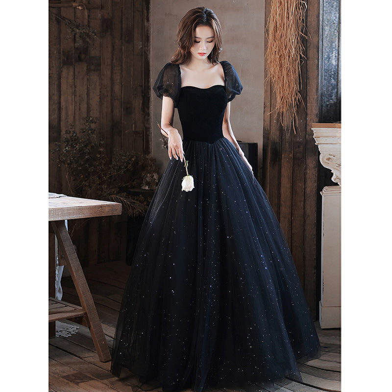 Black Tulle Long Prom Dress Sweet Princess Party Dress 112