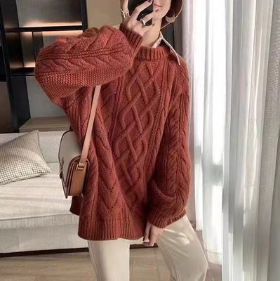 Autumn and Winter New Thick Line Sweater Women's Loose Round Neck Sweater 325