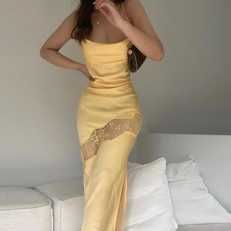 Spaghetti Strap Sheath Prom Dress Backless Evening Party Dress 621