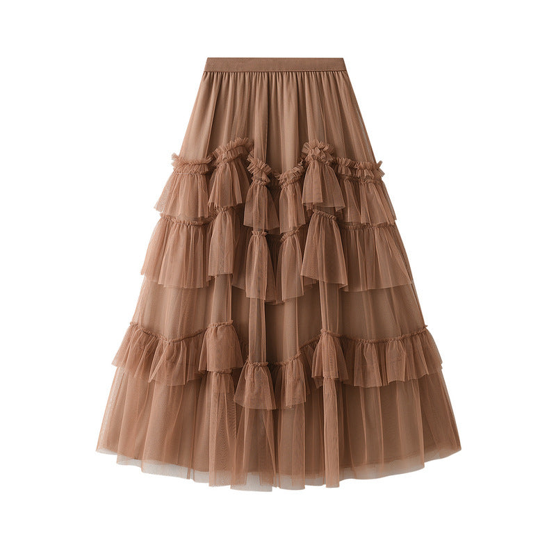 Summer New Mesh Fluffy Skirt Layered Women Skirt 758