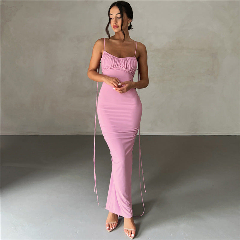 Spaghetti Straps Sexy Backless Slim-fit Hip-hugging Dress 1983