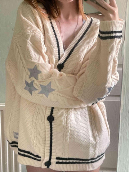 Long-sleeved Knitted Cardigan Single-breasted Sweater Jacket for Women 1958