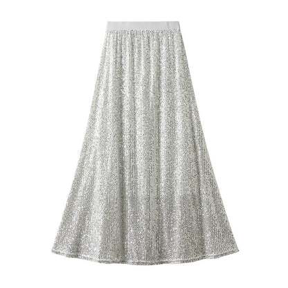 High Waist Sequined Midi Length Skirt  763