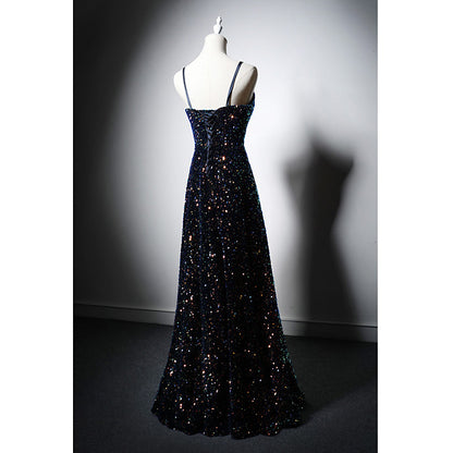 Spaghetti Strap Sequins Prom Dress Shiny Forma Evening Party Dress 653