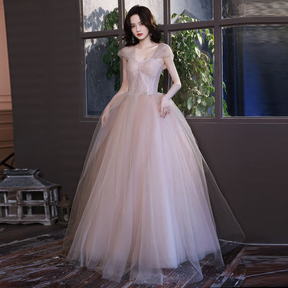 A Line Tulle Long Prom Dress Formal Evening Party Gown 572