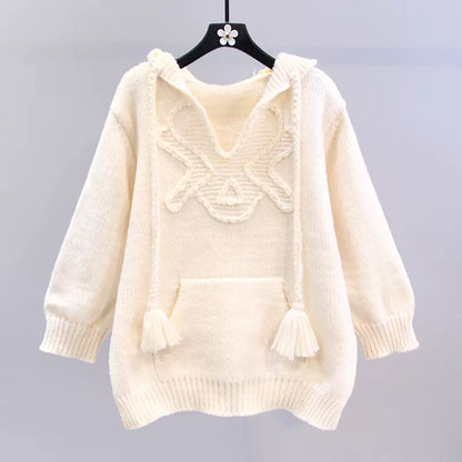 Retro Lazy Thickened Hooded Sweater Women's Autumn and Winter Loose Sweater 726