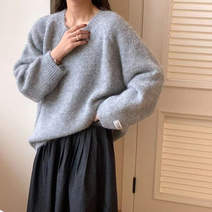 Autumn and Winter Soft Loose Lazy Style Round Neck Sweater  1825