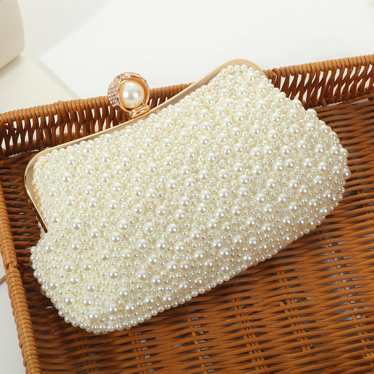 Portable Pearl Evening Bag Prom Bag Beaded Mini Handbag 1755