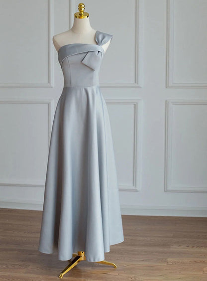 A Line Long Bridesmaid Dress Blue Formal Evening Gown Party Dress 544