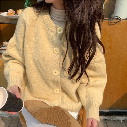 Women  Spring and Autumn Loose Korean Style Lazy Sweater Knitted Cardigan Jacket 1281