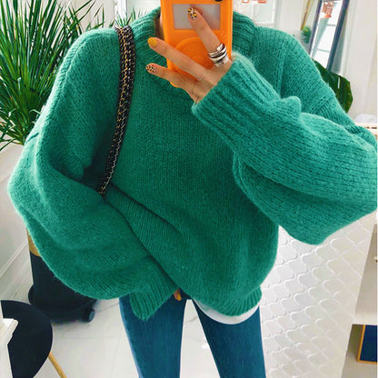 Vintage Pullover Thickened Autumn and Winter Loose Knitted Sweater 1145