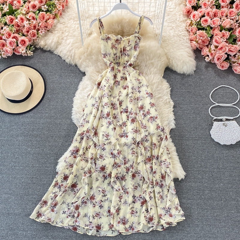 Floral Suspender Dress Summer New Long Skirt  431