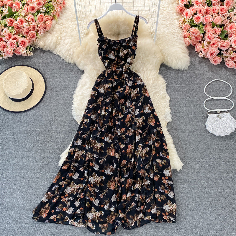 Floral Suspender Dress Summer New Long Skirt  431