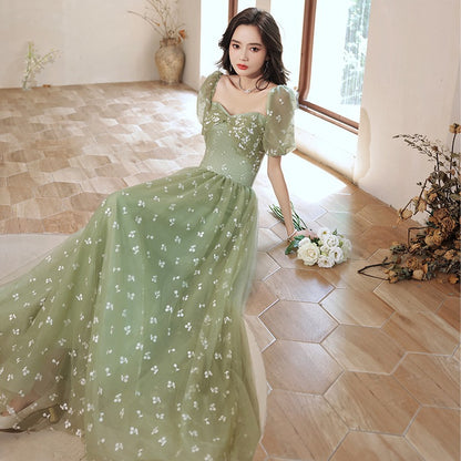 Green A Line Sweet Party Dress Formal Prom Dress 595