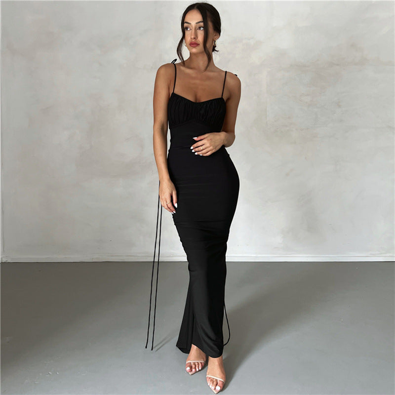 Spaghetti Straps Sexy Backless Slim-fit Hip-hugging Dress 1983