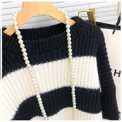 Striped Sweater Stylish Lazy Pullover Sweater 1144