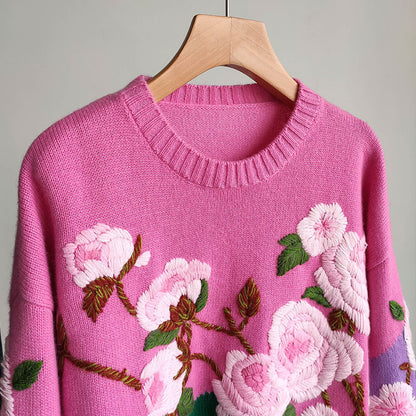 Autumn Sweater 3D  Flower Loose Lazy Spring Sweater 722