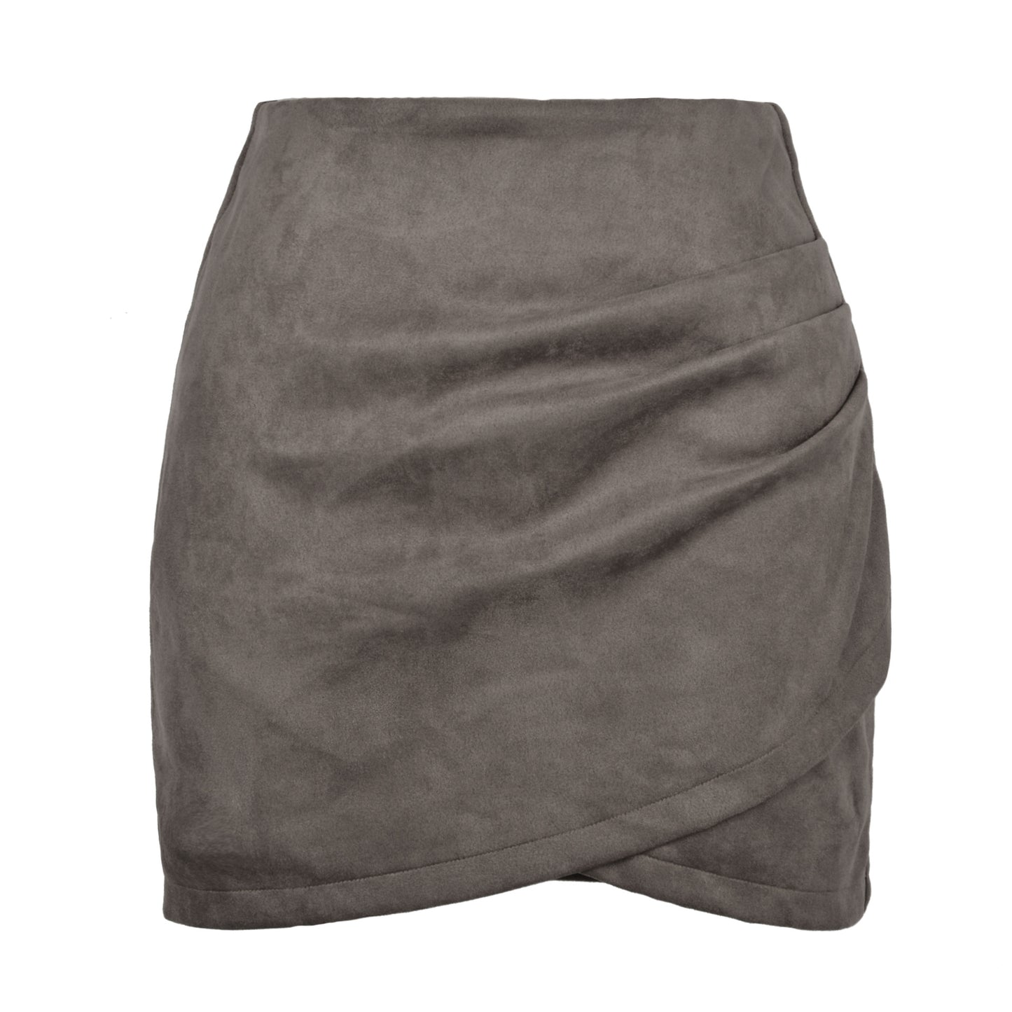 Suede Hip-hugging Skirt Pleated Irregular Zipper Skirt 1975