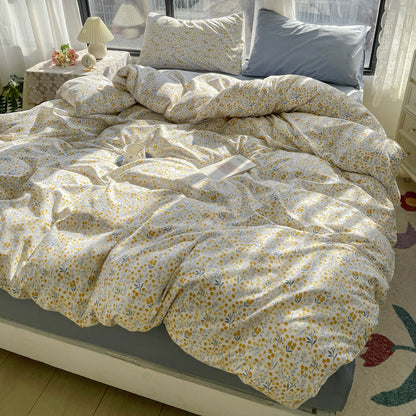 Cotton Floral Bedding Set Four Piece Bed Sheet Quilt Cover 1102