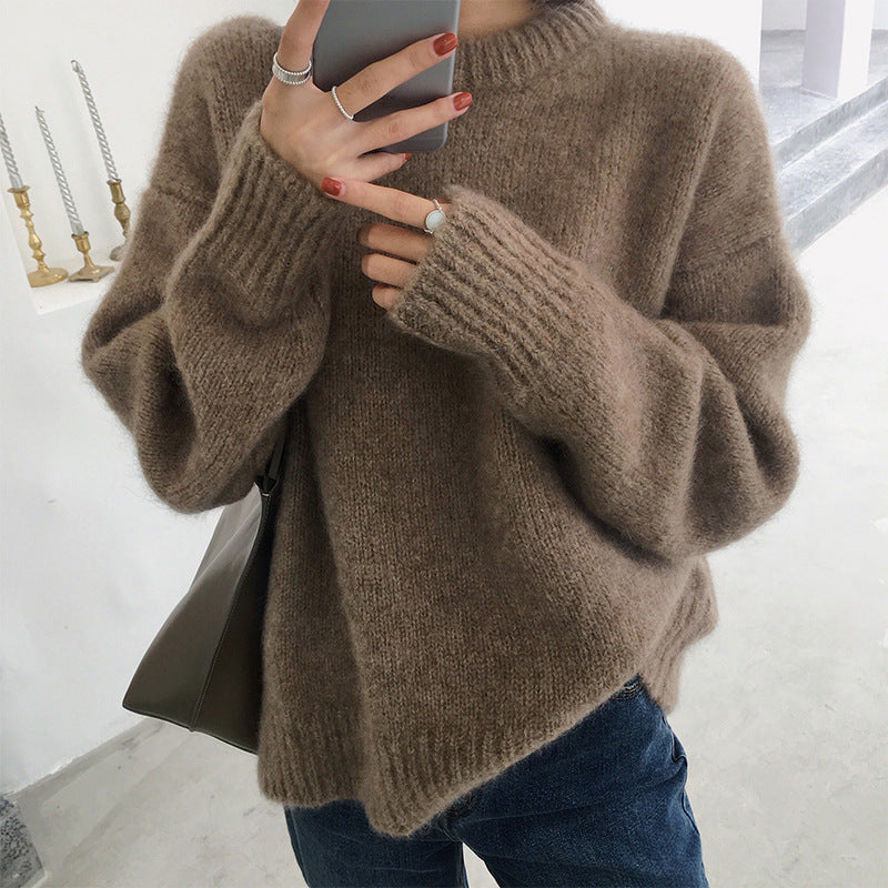 Autumn and Winter Retro Style Loose Pullover Knitted Outer Sweater 1739