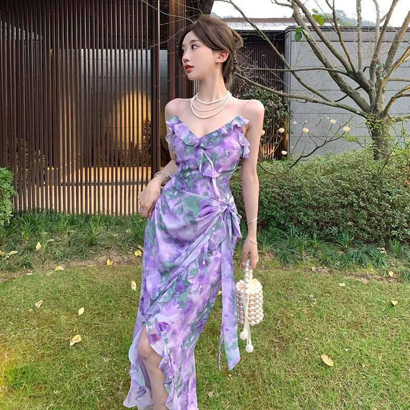 Purple Summer New Mermaid Flora Dress with Slit 778