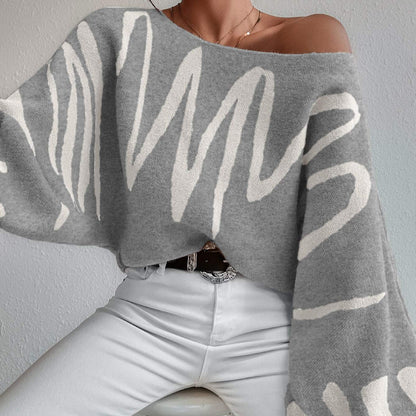 Loose Pullover Knitwear Women Lantern Sleeve Design Sweater 1636