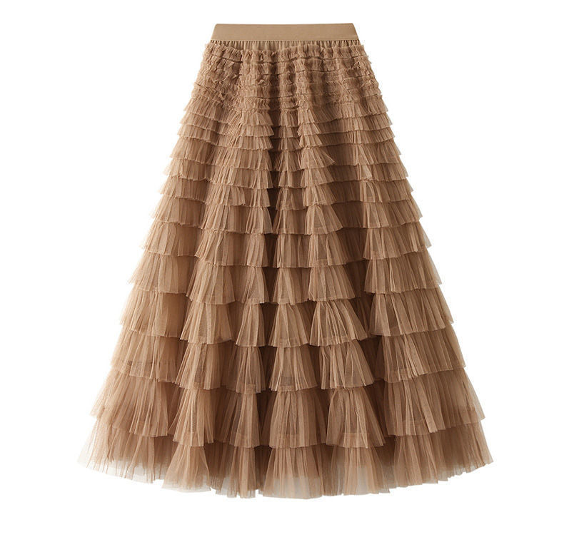 Mesh Cake Skirt Mid-length Skirt A-line Fluffy Skirt 727