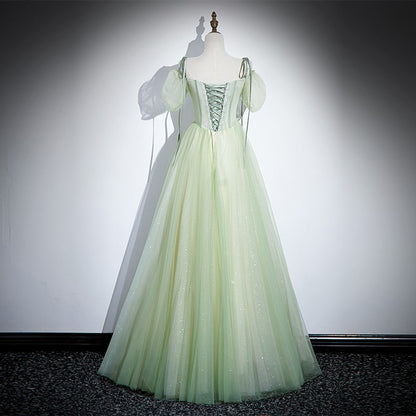 Green Fairy A Line Prom Dress Cute Tulle Formal Party Gown 650