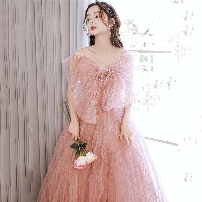 Sweet Pink Tulle Prom Dress  Spaghetti Strap Cute Princess Party Dress 665