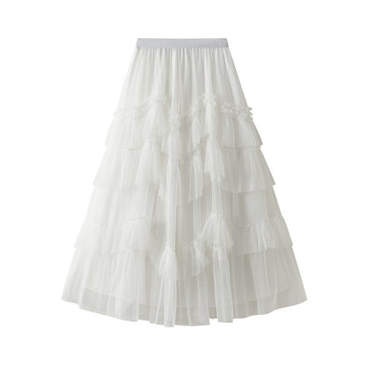 Summer New Mesh Fluffy Skirt Layered Women Skirt 758