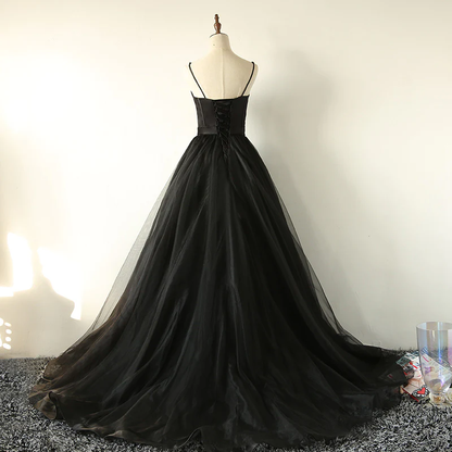 Black Spaghetti Strap Long Prom Dress Formal Evening Gown 502