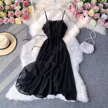 Retro Fairy Spaghetti Strap Dress Summer tulle Skirt 856