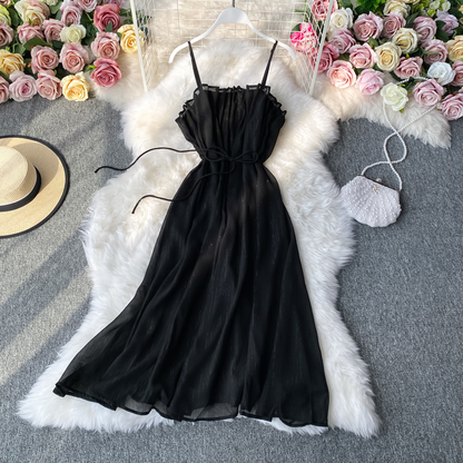 Retro Fairy Spaghetti Strap Dress Summer tulle Skirt 856