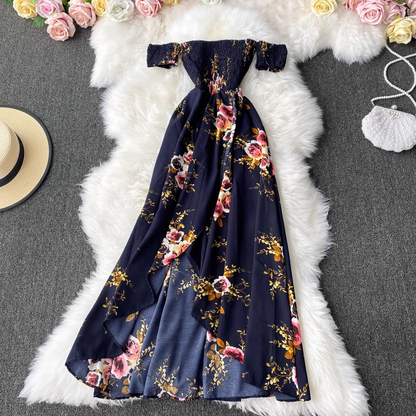Summer Strapless Floral Dress with Slit 905