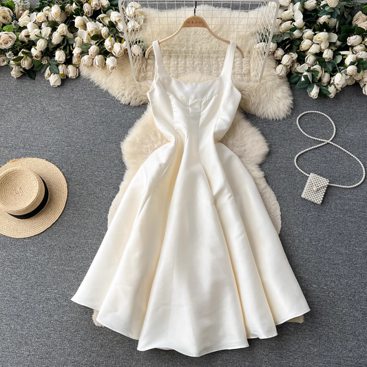 French Style Sleeveless Vest Dress Women  Summer Elegant Homecoming Dress 1231
