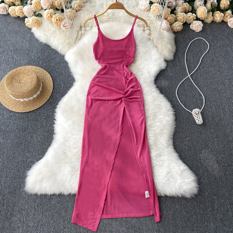 Summer High Slit Suspender Dress Evening Dress 1240