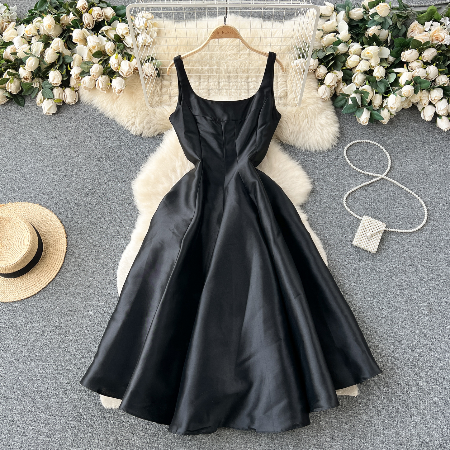 French Style Sleeveless Vest Dress Women  Summer Elegant Homecoming Dress 1231
