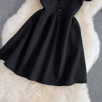 Summer Black Chic Ruffled A Line Dress Sleeveless Skirt 1285