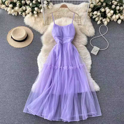 Summer Fairy Tutu Skirt French Princess Dress Mesh Suspender Dress 1120