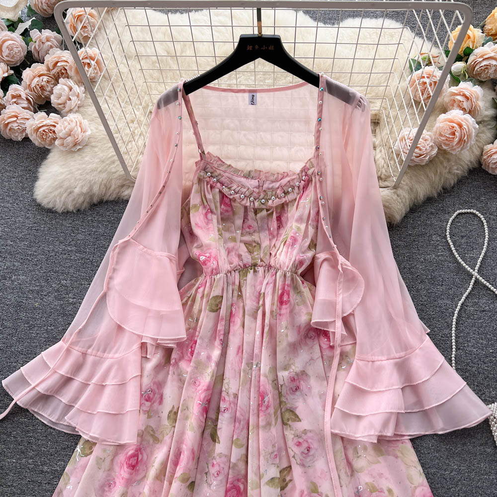 Women Summer Sweet Chiffon Floral Dress 1159