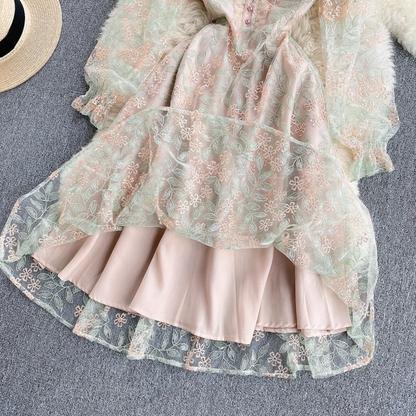 Fairy Sweet Dress Spring Girls Embroidered Lace Skirt 1109