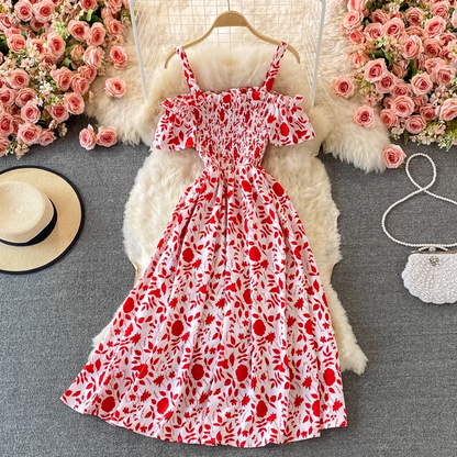 Summer Cute Sweet Floral Dress Spaghetti Strap Dress 1487