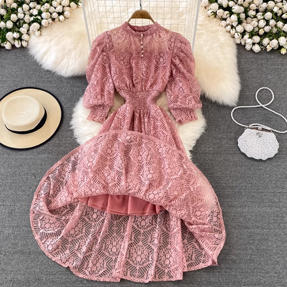 Summer Stand Collar Bohemian Style Lace Dress 1440