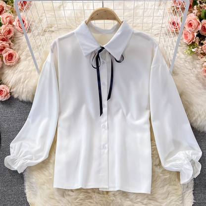 Autumn V Neck Long Sleeves Vest Shirt Elegant Two piece Set 1378