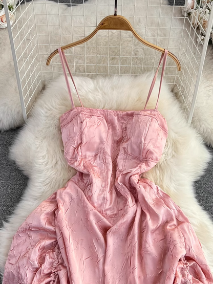 Spaghetti Strap Fairy Pink A Line Dress 1631